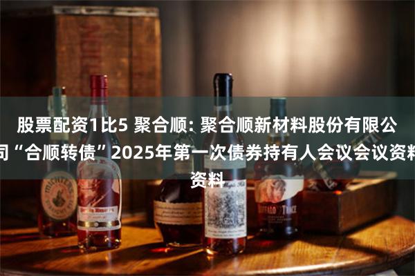 股票配资1比5 聚合顺: 聚合顺新材料股份有限公司“合顺转债”2025年第一次债券持有人会议会议资料