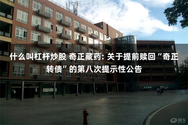 什么叫杠杆炒股 奇正藏药: 关于提前赎回“奇正转债”的第八次提示性公告